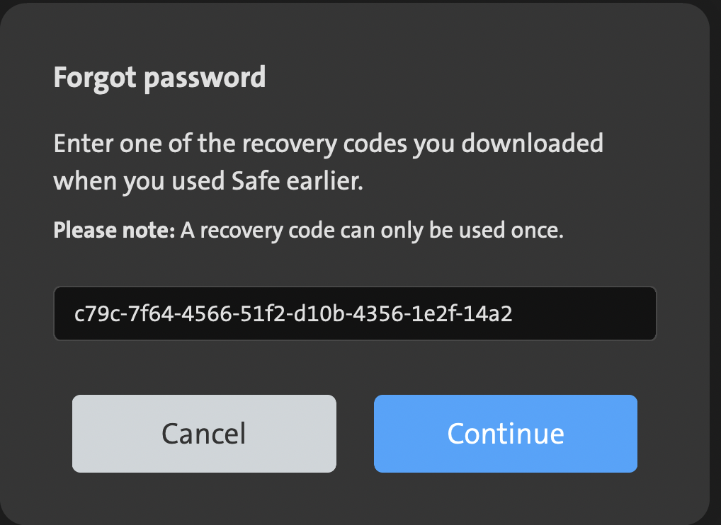 Forgot Password screen