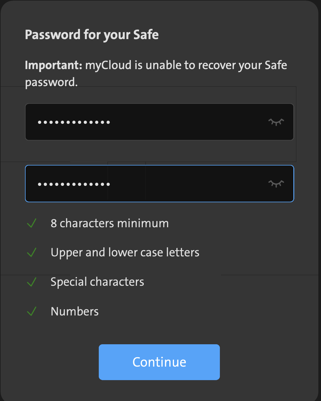 Setting a secret passphrase